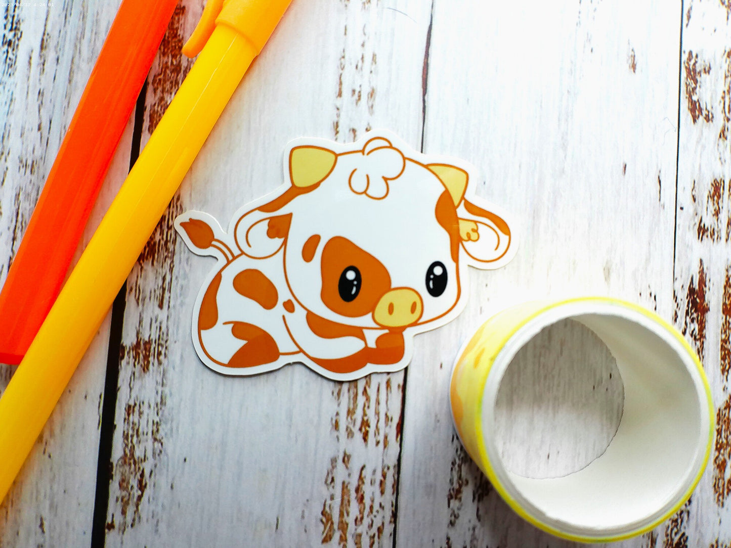 Small Orange Cow - Vinyl Sticker