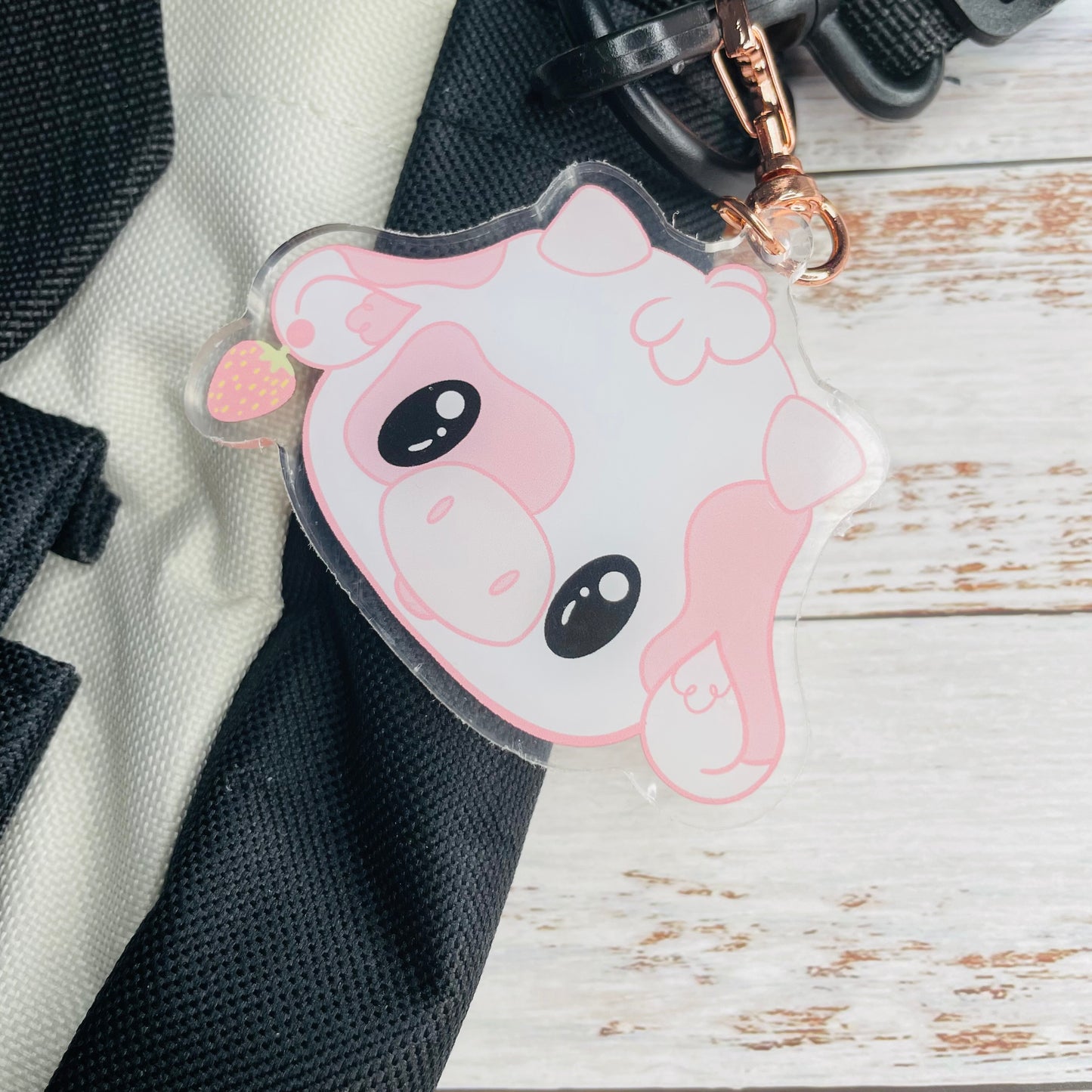 Strawberry Cow - Acrylic Keychain Charm