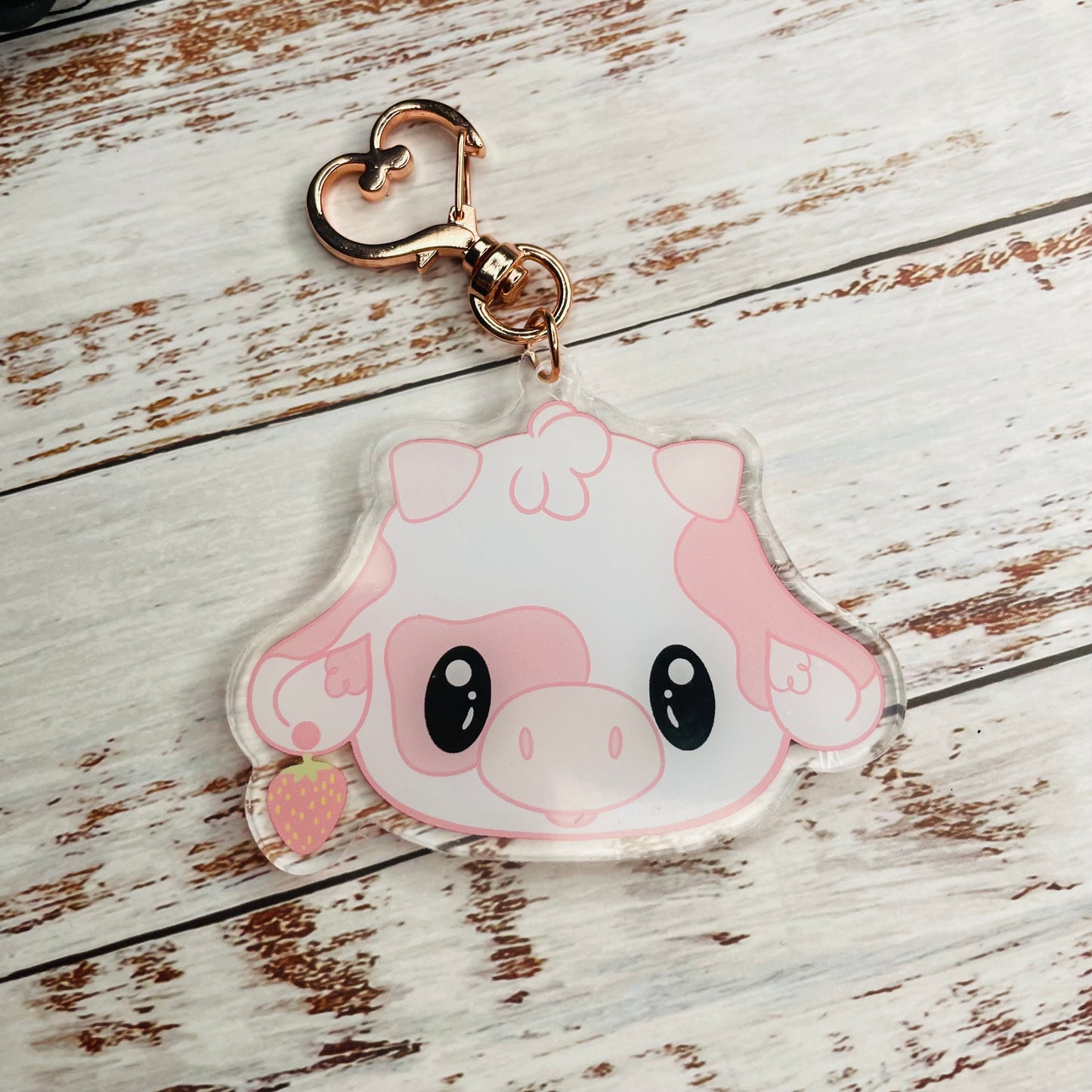 Strawberry Cow - Acrylic Keychain Charm